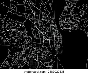 Vector city map of Frankfurt am Oder in Germany with white roads isolated on a black background.