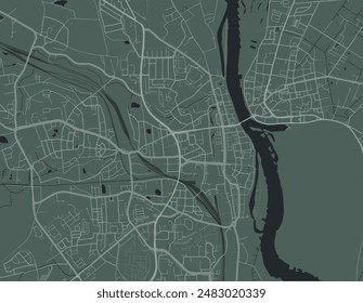 Vector city map of Frankfurt am Oder in Germany with white roads isolated on a green background.