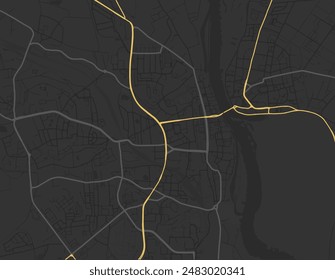 Vector city map of Frankfurt am Oder in Germany with yellow roads isolated on a brown background.