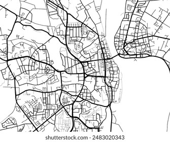 Vector city map of Frankfurt am Oder in Germany with black roads isolated on a white background.