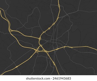 Vector city map of Frederick Maryland in the United States of America with yellow roads isolated on a brown background.