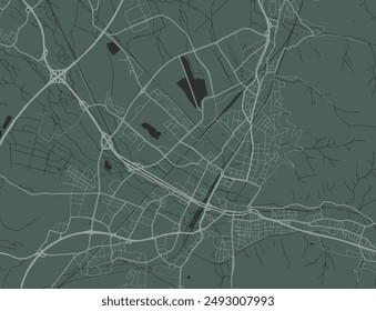 Vector city map of Freiburg im Breisgau in the Germany with white roads isolated on a green background.