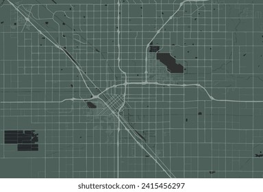 Vector city map of Fresno California in the United States with white roads isolated on a green background.