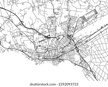 Vector city map of Friedrichshafen in the Germany with black roads isolated on a white background.