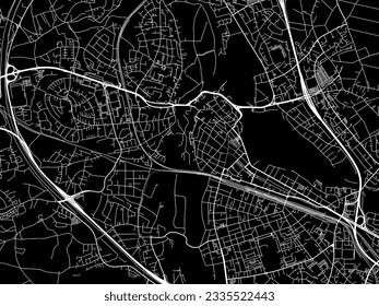 Vector city map of Furth in Germany with white roads isolated on a black background.