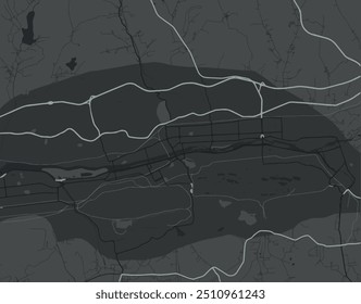 Mapa vetorial de Fushun na República Popular da China com estradas brancas isoladas sobre um fundo cinza.