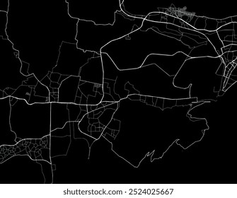 Vector city map of Gajuwaka in the Republic of India with white roads isolated on a black background.