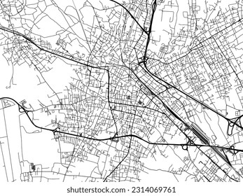 Vector city map of Gallarate in Italy with black roads isolated on a white background.