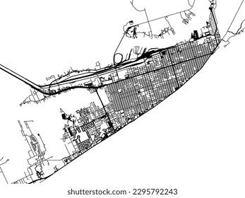 Vector city map of Galveston Texas in the United States of America with black roads isolated on a white background.