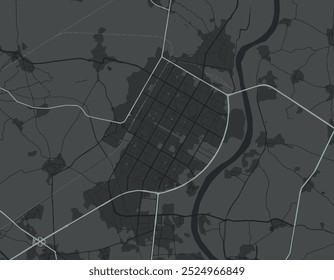 Vector city map of Gandhinagar in the Republic of India with white roads isolated on a grey background.