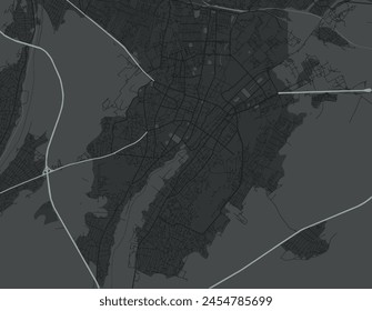 Vector city map of Ganja in Azerbaijan with white roads isolated on a grey background.