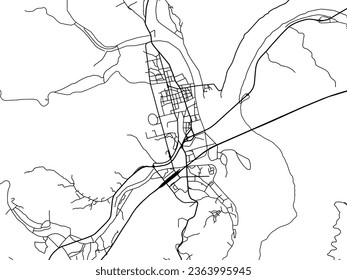 Mapa de la ciudad vector de Gapyeong en Corea del Sur con carreteras negras aisladas en un fondo blanco.