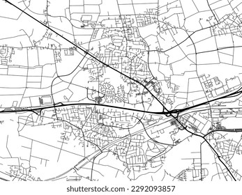 Vector city map of Garbsen in the Germany with black roads isolated on a white background.