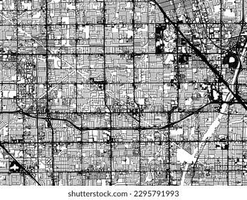 Vector city map of Garden Grove California in the United States of America with black roads isolated on a white background.