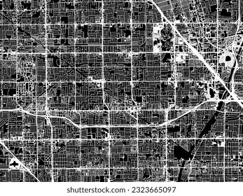 Vector city map of Garden Grove California in the United States of America with white roads isolated on a black background.