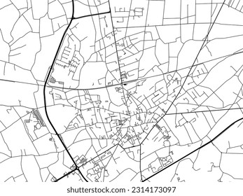 Vector city map of Geel in Belgium with black roads isolated on a white background.