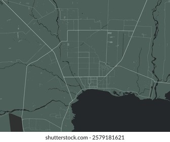 Vector city map of General Santos in the Philippines with white roads isolated on a green background.