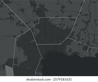 Vector city map of General Santos in the Philippines with white roads isolated on a grey background.