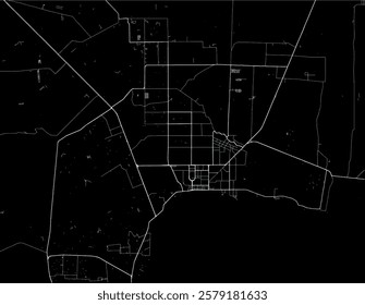 Vector city map of General Santos in the Philippines with white roads isolated on a black background.