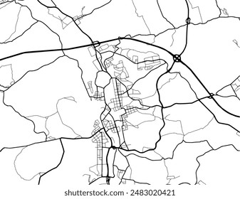 Vector city map of Gera in Germany with black roads isolated on a white background