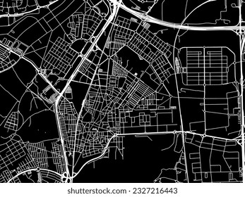 Vector city map of Getafe in Spain with white roads isolated on a black background.