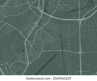 Vector city map of Getafe in Spain with white roads isolated on a green background.