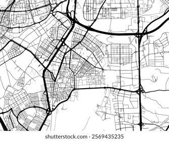 Vector city map of Getafe in Spain with black roads isolated on a white background.