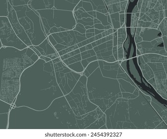 Vector city map of Giza in Egypt with white roads isolated on a green background.