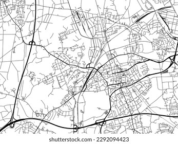 Vector city map of Gladbeck in the Germany with black roads isolated on a white background.