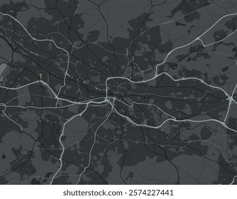 Vector city map of Glasgow in the United Kingdom with white roads isolated on a grey background.