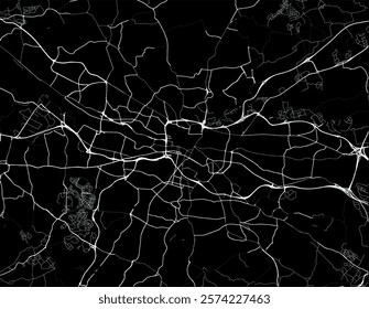 Vector city map of Glasgow in the United Kingdom with white roads isolated on a black background.