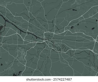 Vector city map of Glasgow in the United Kingdom with white roads isolated on a green background.