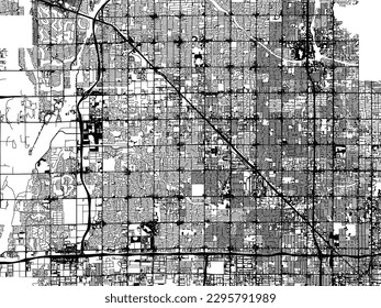 Mapa de la ciudad vectorial de Glendale Arizona en los Estados Unidos de América con carreteras negras aisladas en un fondo blanco.