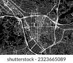 Vector city map of Glendale California in the United States of America with white roads isolated on a black background.