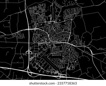 Vector city map of Goes in the Netherlands with white roads isolated on a black background.