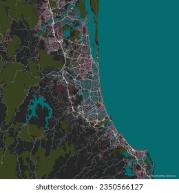 Vector city map of Gold Coast Queensland Australia