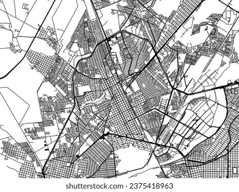 Vector city map of Gomez Palacio in Mexico with black roads isolated on a white background.