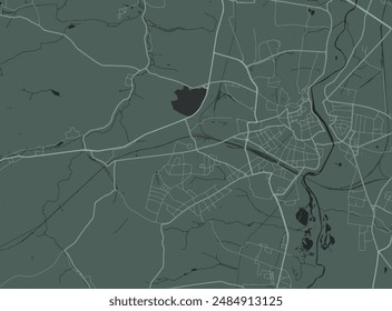 Vector city map of Gorlitz in Germany with white roads isolated on a green background.