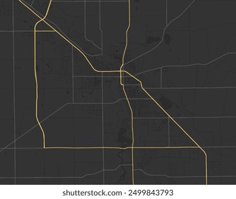 Vector city map of Goshen Indiana in the United States of America with yellow roads isolated on a brown background.