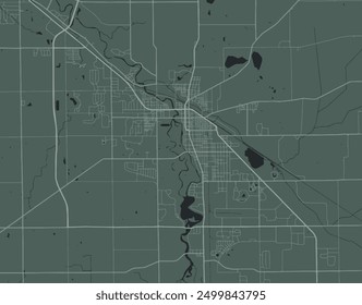 Vector city map of Goshen Indiana in the United States of America with white roads isolated on a green background.