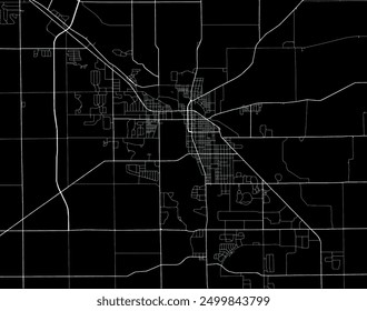 Vector city map of Goshen Indiana in the United States of America with white roads isolated on a black background.