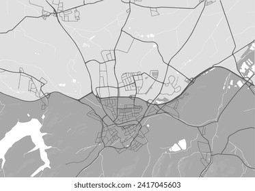 Vector city map of Goslar in the Germany with black roads isolated on a grey background.