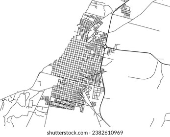Stadtplan von Goya in Argentinien mit schwarzen Straßen einzeln auf weißem Hintergrund.