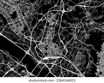 Vector city map of Goyang-si in the South Korea with white roads isolated on a black background.