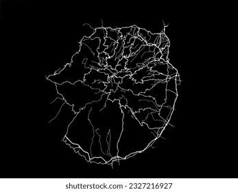 Vector city map of Gran Canaria in Spain with white roads isolated on a black background.