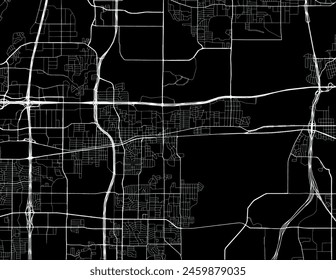 Mapa de la ciudad de Vector de Grand Prairie Texas en los Estados Unidos de América con carreteras blancas aisladas sobre un fondo negro.