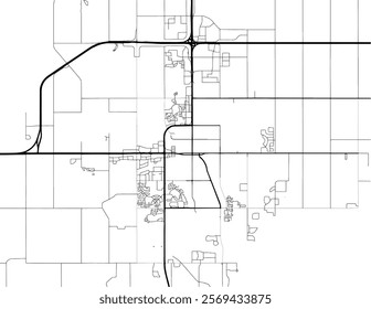 Vector city map of Grande Prairie Alberta in Canada with black roads isolated on a white background