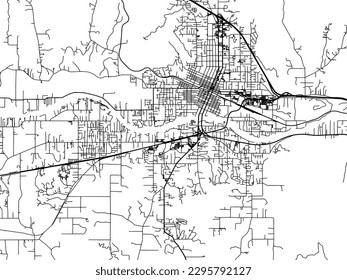 Vector city map of Grants pass Oregon in the United States of America with black roads isolated on a white background.