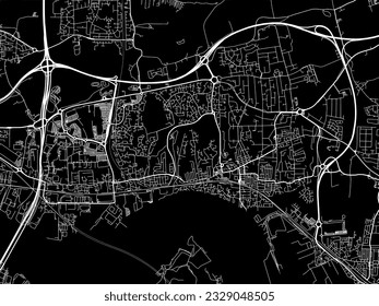 Vector city map of Grays in the United Kingdom with white roads isolated on a black background.