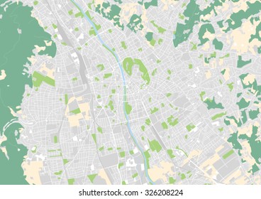 vector city map of Graz, Austria